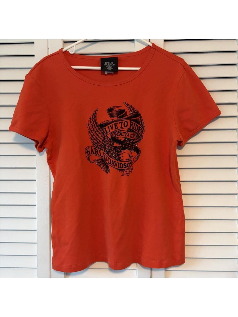 Harley Davidson Women's Orange and Tee
